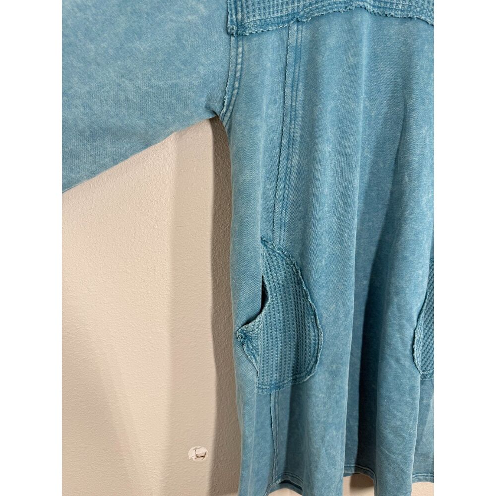 Easel Womens Oversized Blue Dress Sz S Boho Waffle Knit Casual Soft Lounge - Picture 2 of 9